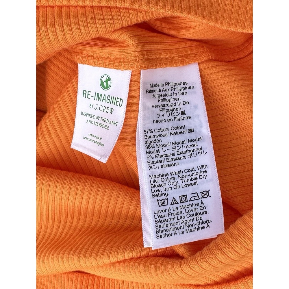Re-Imagined J.CREW RIBBED TOP Size S Orange Flutter Cap Sleeves Feminine Bold - Picture 4 of 6